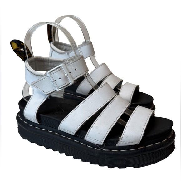 Dr. Martens Blaire Platform Sandal Leather White Size 6 - Picture 2 of 9